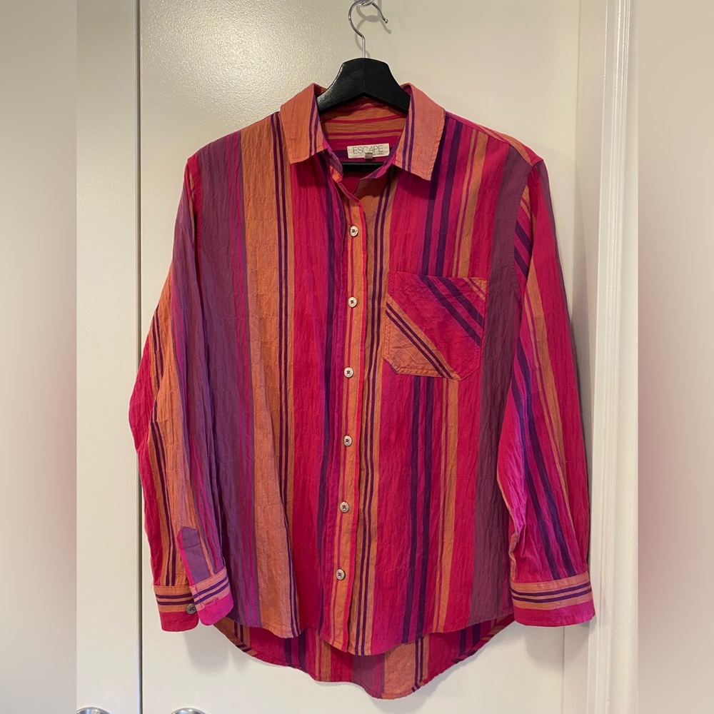Women's Vibrant Striped Button Down Shirt